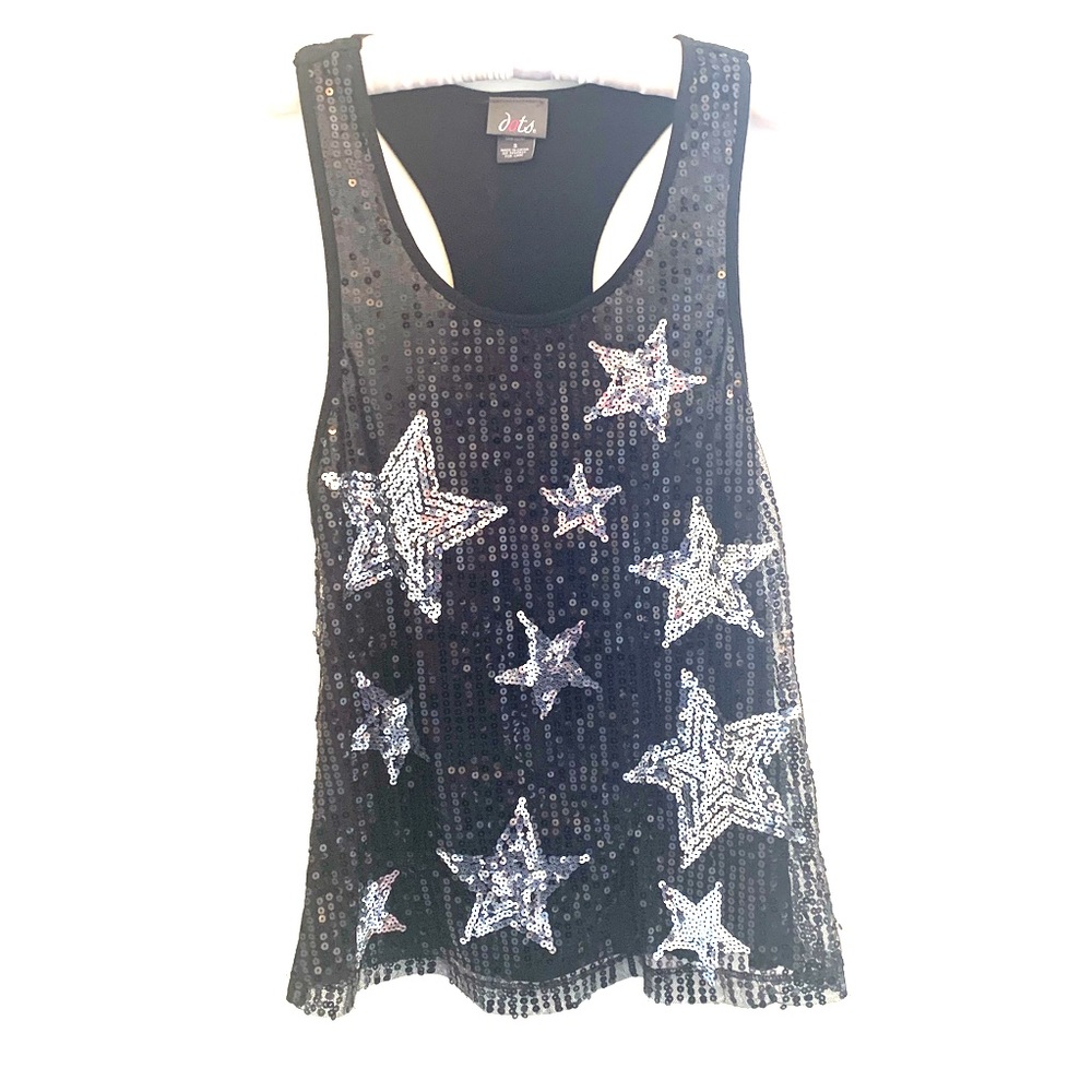Dots racer back tank Black silver star sequins